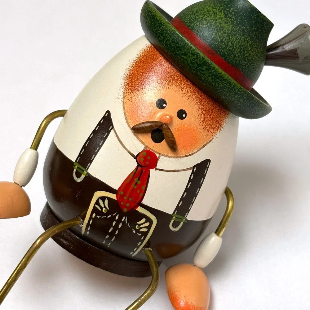Bavarian Incense Smoker Small Duftl German Egg Man Shelf Sitter Lederhosen Wood